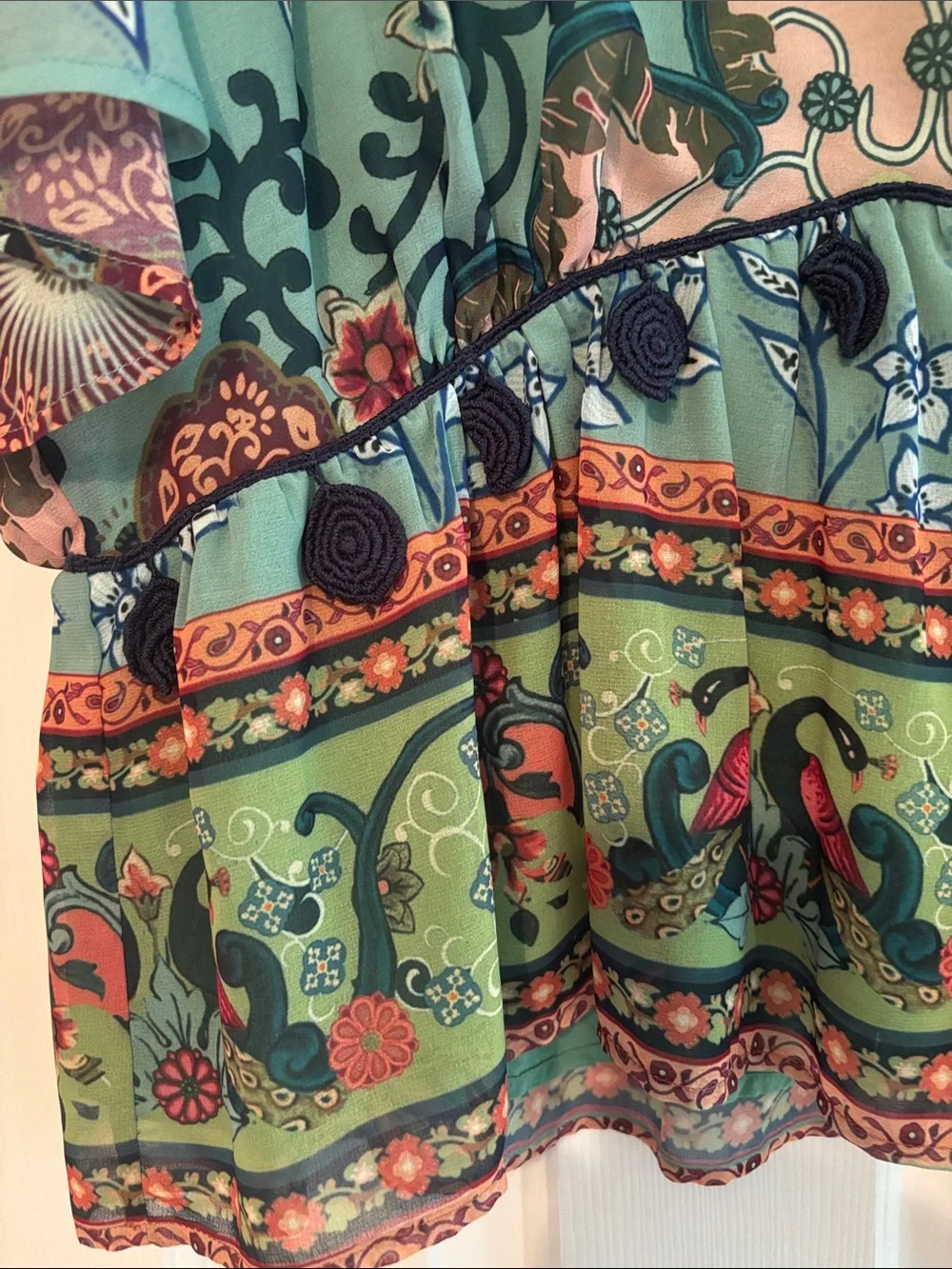 FARM Rio Mint Green Multicolor Floral V-Neck Tunic